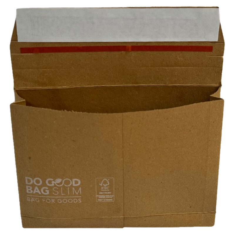 Do Good Bag Slim – stevige kartonnen verzendverpakking met plakstrip en scheurstrip